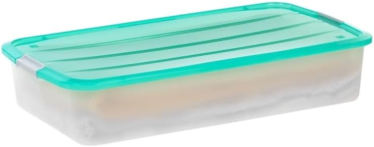 Under Bed Storage Bins with Lids, 50 Qt Clear Plastic Stackable Tote