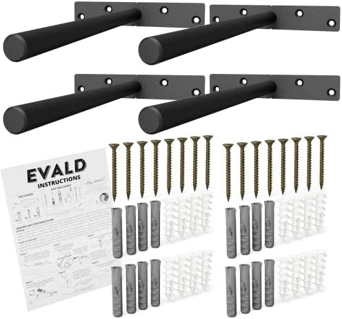 EVALD Heavy Duty Floating Shelf Brackets 8 Inch, Hidden Shelf Brackets with Screws & Anchors, Heavy Duty Shelf Brackets,