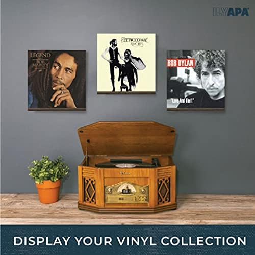 Ilyapa Vinyl Wall Mount Floating Record Shelves- 6 Pack, Espresso Wood