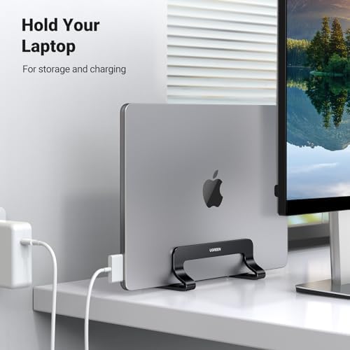 UGREEN Vertical Laptop Stand Holder for Desk Compatible with MacBook Pro, MacBook Air Stand Vertical Aluminum Adjustable