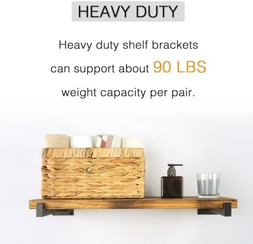 OVOV 6 Pack 6 Inch Black Shelf Brackets with Lip Wall Shelf Brackets