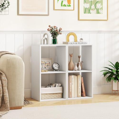 Tangkula 2-Cube Bookcase, 3-Tier Bookshelf with Open Compartments, Freestanding Cube Storage Organizer with Anti-Topplin