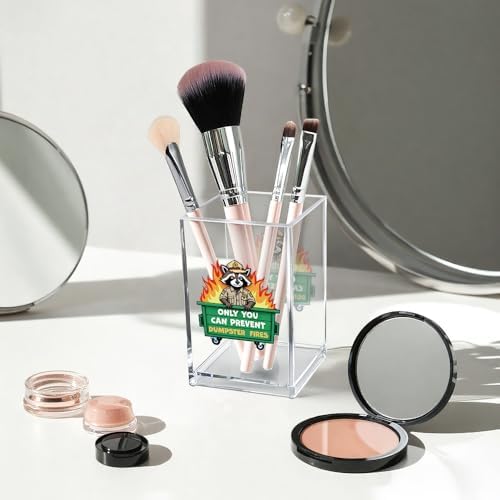 Only You Can Prevent Dumpster Fire Acrylic Cosmetic Pencil Pen Holder Cup, Funny Raccoon Pen Holder Cup, Raccoon Gifts, Humor Sarcastic Work Gag Gifts for Women Men Employee Coworker Friend