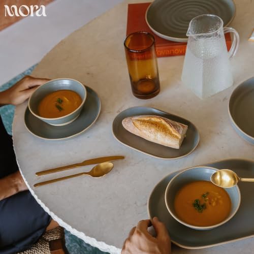 Mora Ceramic Decorative Tray - 9.4in Dish for Jewelry, Perfume, Makeup, Accessories, Candle, in the Bathroom Vanity, Bed