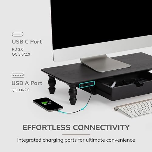 Anji Mountain Monitor Stand for Desk - Desktop Organizer & Laptop Riser, Ergonomic Monitor Riser, Space-Saving, Durable,