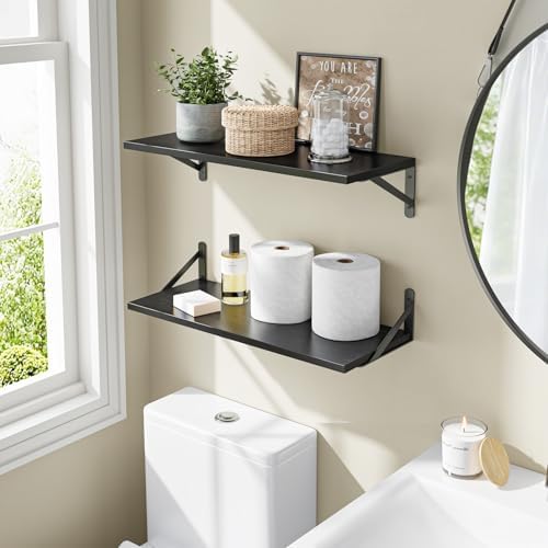 Fixwal 2pcs 10 in Deep Floating Shelves for Wall (Black, 23.6" L)
