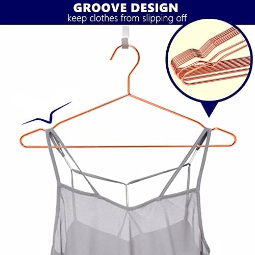 Amber Home 20 Pack Rose Gold Strong Metal Hangers, Copper Clothes Hangers
