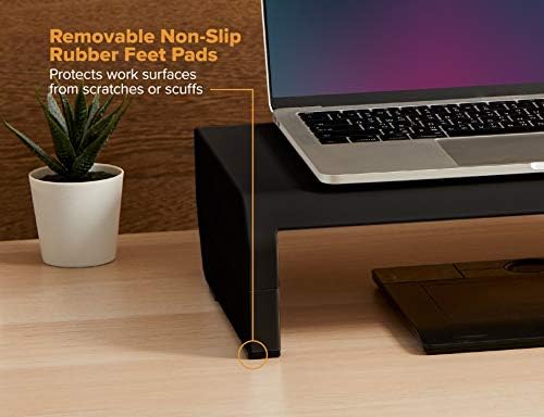 Bostitch Office Konnect Adjustable Monitor Stand Riser, 4 Height Adjustments, Built-In Cable Management, Rubber Feet - B