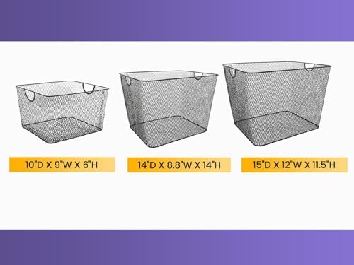 YBM HOME Kitchen Pantry Organizer Wire Basket for Shelves, Cabinets, Pantry, Countertop, Mesh Open Storage Bin Metal Bas