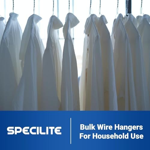 SPECILITE Wire Metal Clothes Hangers Bulk 50 Pack, Ultra Thin, Black