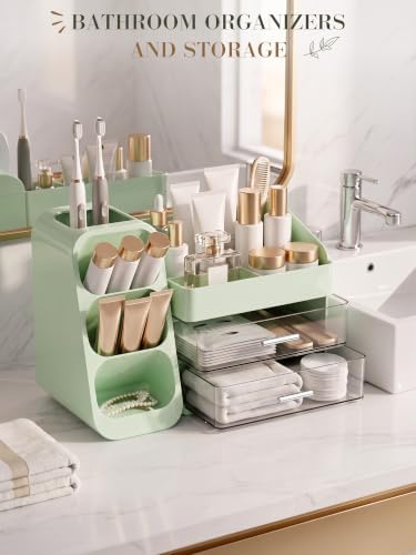 Large Makeup Organizer Countertop for Vanity Skincare Organizers Green