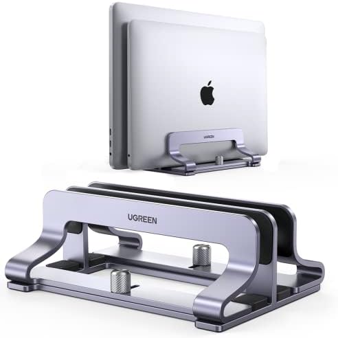 UGREEN 2-Slot Vertical Laptop Stand Holder Desk Compatible with MacBook Pro Air Laptop Stand Desktop Adjustable, Lenovo 