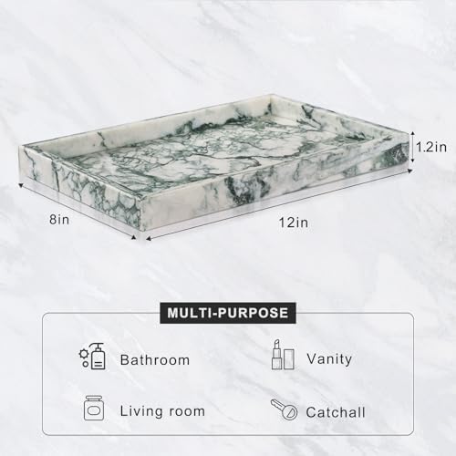 Marble Bathroom Tray for Countertop & Home Decor, Natural Decorative Marble Tray for Jewelry & Perfume Organizer, Luxury