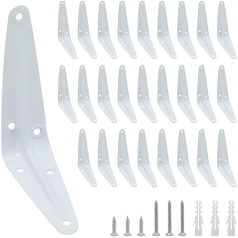 24Pcs 4 x 3 Inch White Shelf Brackets, L Brackets