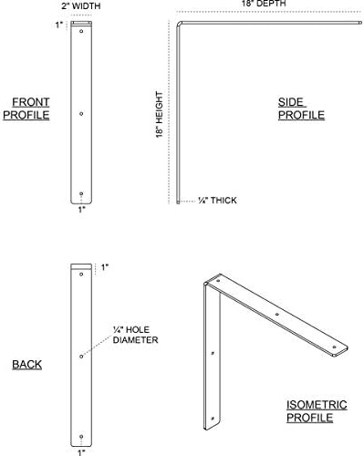 Ekena Millwork BKTM02X18X18HACRS 2-Inch W x 18-Inch D x 18-Inch H Hamilton Bracket, Steel