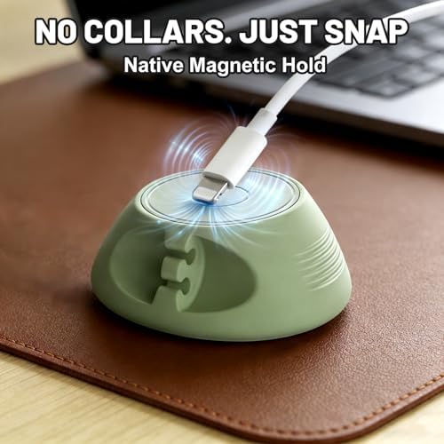 SOOoEC [N52 Ultra-Strong Snap-On Magnetic Cord Holder, Weighted Desktop Cable Organizer, Premium Liquid Silicone, No Col