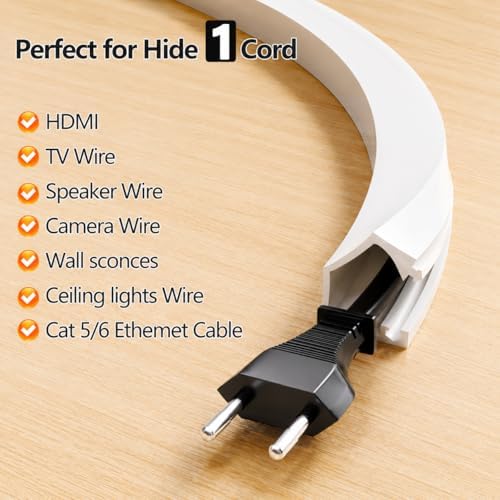 39" Silicone Cord Hider for Wall, Cable Raceway to Hide TV Wires & Cords