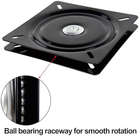 2 Pack 7 Inch Lazy Susans Turntable Bearings Swivel Zinc Plate, Black Square Susan Hardware, Heavy Duty Replacement Part