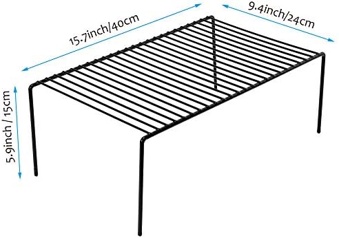iPEGTOP Kitchen Cabinet Storage Shelf Rack, Set of 2 Large (15.7 x 9.4 Inch) Rustproof Metal Wire Shelves Spice Shelf Ra