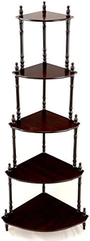 Frenchi Home Furnishing 5-Tier Corner Stand, Dark Cherry