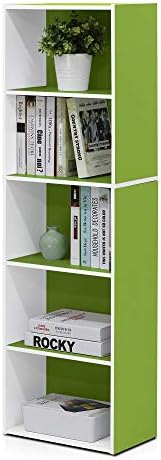 Furinno LUDER Book Shelf, 5-Tier Bookshelf, Bookcase with Open Shelves, 9.4 x 15.8 x 52, Easy Assembly, for Living Room,