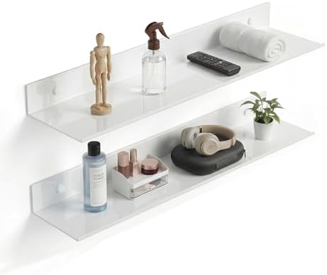 Z metnal 20“ Metal Floating Shelves with Lip, 2 Pcs, White, Wall Decor
