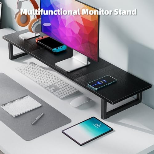 Simple Trending Dual Monitor Stand Riser, 38" Computer Monitor Stand, Black