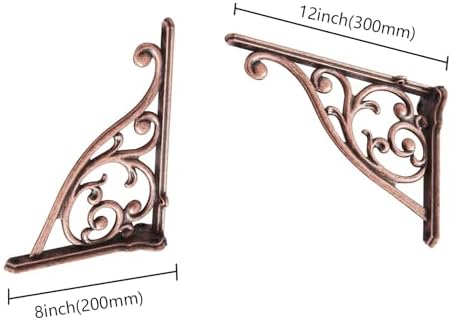 Heavy Duty Solid Stand,12 Inch 4 Pack Antique Copper,Right Angle Wall Panel Support Bracket,Decorative Shelf Bracket,Hea