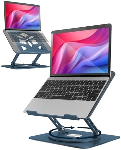 Aoviho 360° Rotating Laptop Stand for Desk | Adjustable, Foldable, Portable Aluminum Ergonomic Riser | Compatible with M