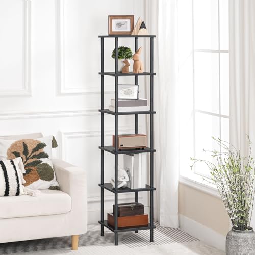 HOOBRO 6-Tier Corner Shelf, Corner Square Rack Display Shelf, Tall Storage Rack Plant Stand, Bookcase for Small Spaces, 
