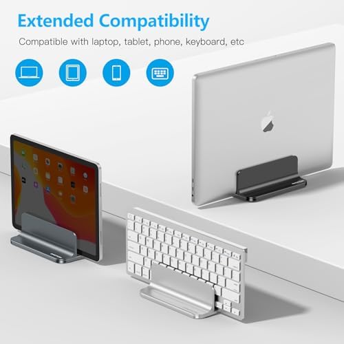 OMOTON Vertical Laptop Stand, Adjustable Dock for MacBook, Black & Black