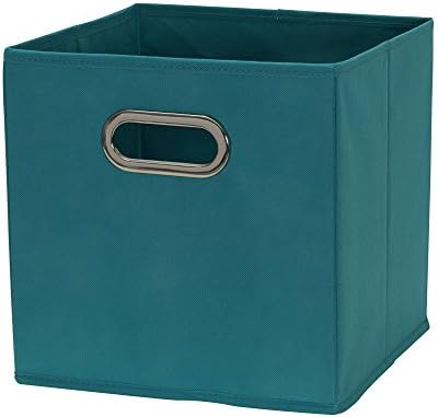 Household Essentials 83-1 Foldable Fabric Storage Bins | Set of 6 Cubby Cubes with Handles | Aqua (Pack of 6)