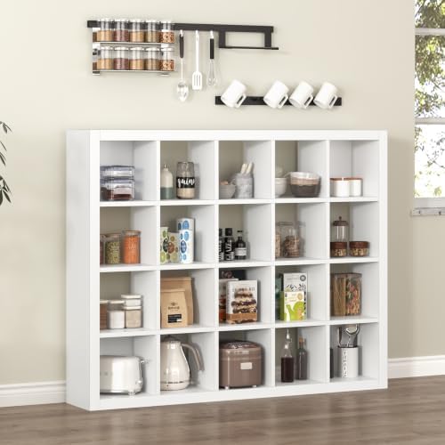 furtble Sturdy Wooden Bookshelf - 20-Cube Organizer, Multifunctional Cubicle Rack for Display & Storage, Living Room, Be
