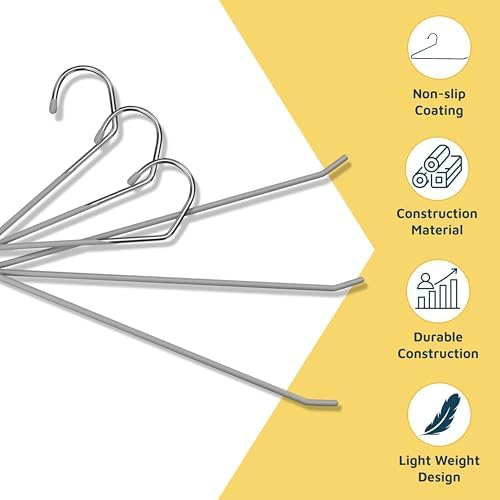 Lifemaster Metal Pants Hanger Set - 50 Pieces Elegant Non-Slip Closet Space Saving Hanger Set for Pants, Trouser, Blankets, and Jeans with Open Ended Sleek Design - Gray