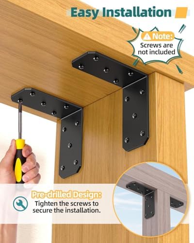 5"×5"×2.5" Corner L Brackets, 90 Degree Corner Brace, Black-16PCS