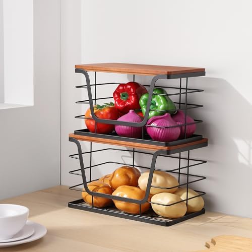 ALOCEO 2 Pack Stackable Storage Bins with Lids, Stainless Steel Extra Large Trash Bag Dispenser Roll Holder for Kitchen 