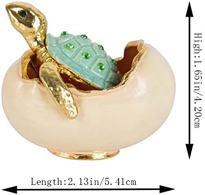 QIFU Hand Painted Sea Turtle Tortoise Decorative Hinged Enamel Trinket Box Unique Gift for Home Decor