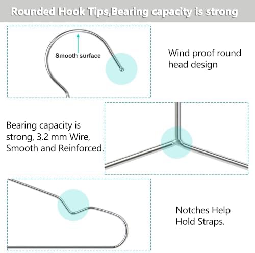 Stainless Steel Metal Hangers, 50 Pack, 16.5 Inch, 15 lb Capacity