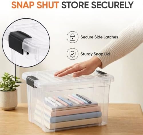 Superio 4.75 Quart Clear Plastic Storage Boxes with Lids, Stackable Organizer Containers, BPA-Free Storage Bins for Home