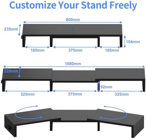 Pholiten Monitor Stand Riser with Adjustable Length and Swivel Angles