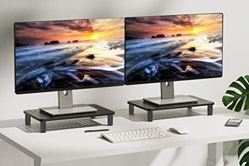 Husky Mounts 2-Pack Monitor Riser Laptop Stand, Adjustable Legs, Stackable, 14.5 x 9.25 x 3.125 Inches Max Height, Matte