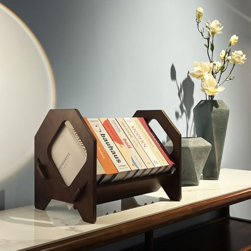 2 Pack Desktop Bookshelf, Stackable Book Organizer with Handle, storage rack for CD/Magazine/File Folder, Portable Small