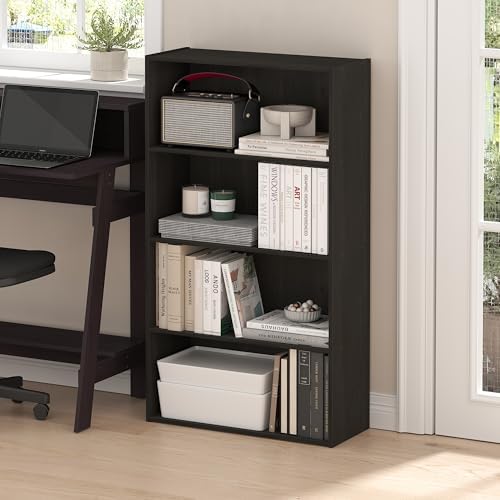 Furinno PASIR Book Shelf, 4-Tier Bookshelf, Bookcase with Open Shelf, 9.4 x 23.6 x 41.7, for Living Room, Bedroom, Home 