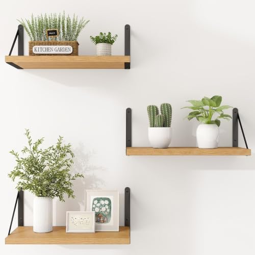 Heimlove Floating Book Shelves for Wall,15.75Inches Long Wall Mounted Bookshelves,Heavy Duty Bracket Shelves for Living 
