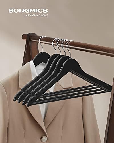 SONGMICS Wooden Hangers, 20-Pack Wood Hangers with Non-Slip Pants Bar