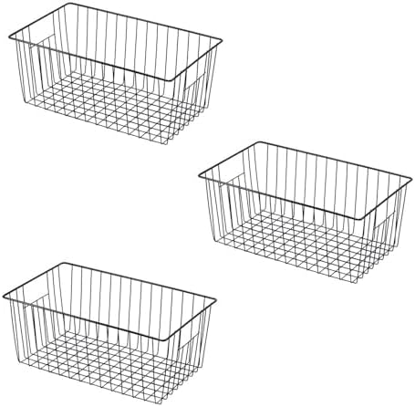 16" L x 12" W Wider Freezer Storage Organizer Baskets Container, Metal Wire Chest Upright Refrigerator Divider Bins with