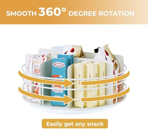 Snack Organizer - Versatile Snack Storage, Lazy Susan with Convenient Grab-and-Go Design, Metal Snack Holder for Home, O