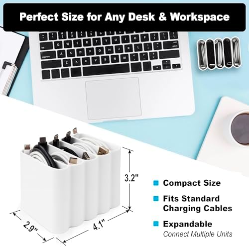 Cable Management Organizer Cord Management, Multiple Slots for Home, Office, Desk, Workshop, Durable Plastic Connectable