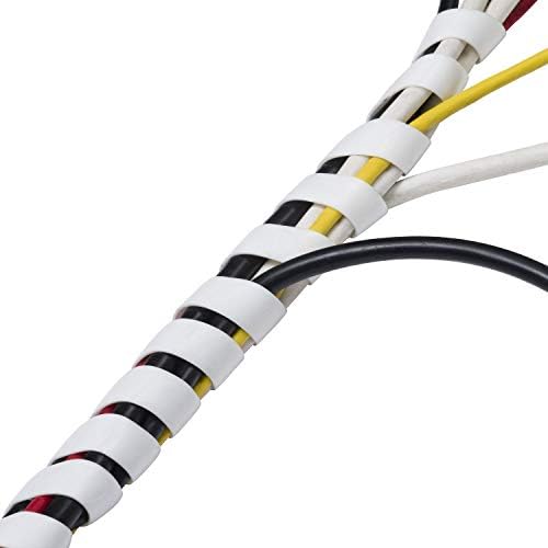 D-Line Cable Management Box (Large) & Cord Spiral Wrap (8.2ft Length) - White