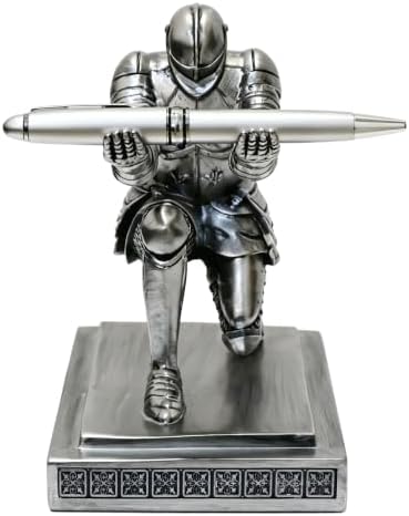 Soldier Executive Knight Pen Holder Personalized Desk Organizers Silver